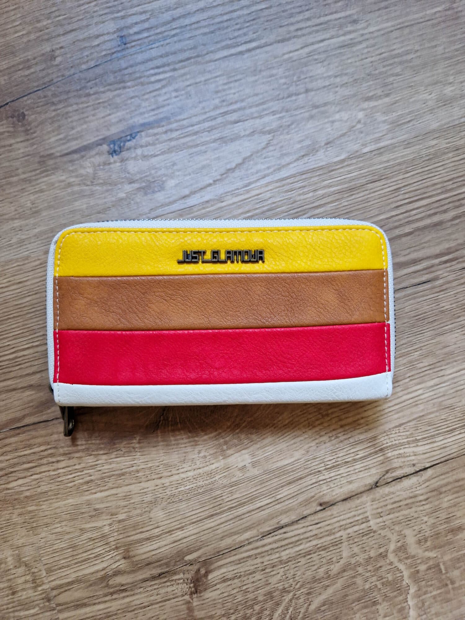 Glam krémszínű pénztárca (sárga-barna-piros)