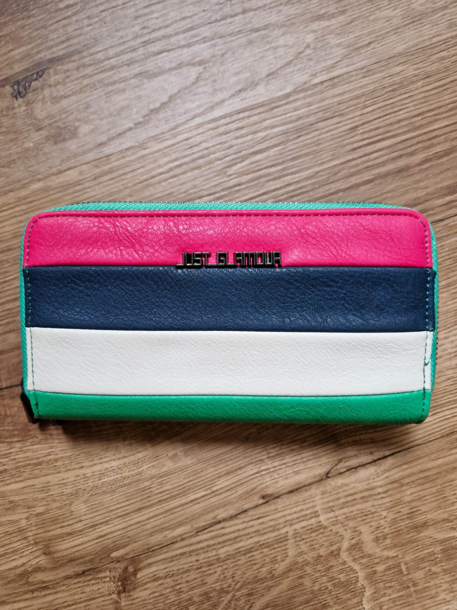 Glam zöld pénztárca (pink-szürke-krém)