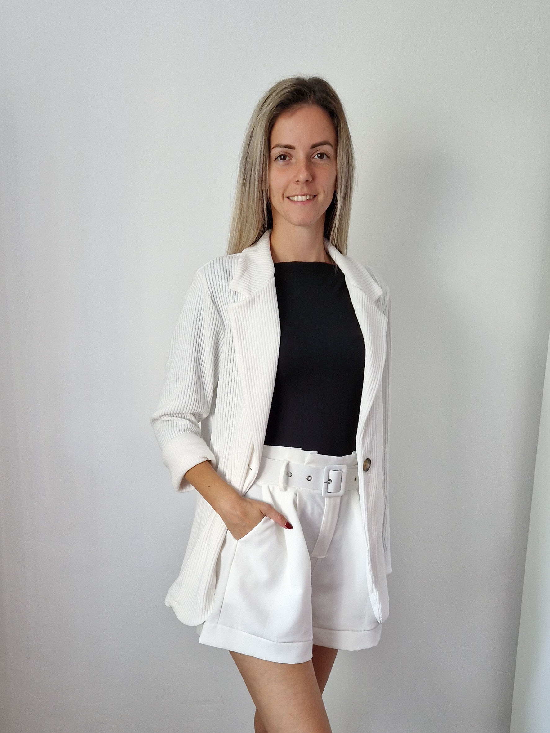 Alessia fehér kordbársony blézer