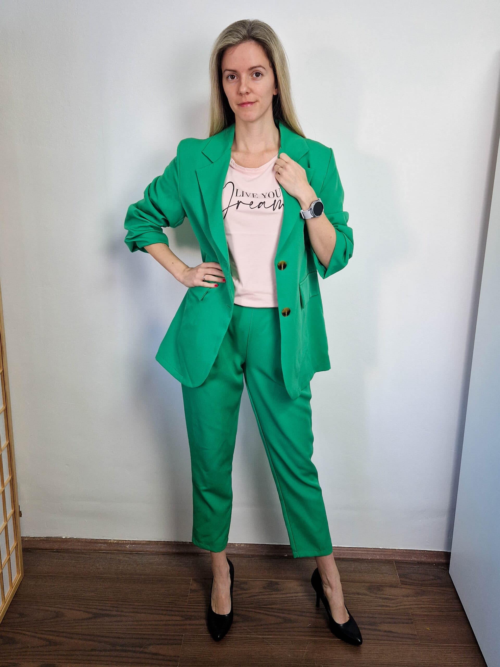 Glow zöld gombos blézer szett M-XL