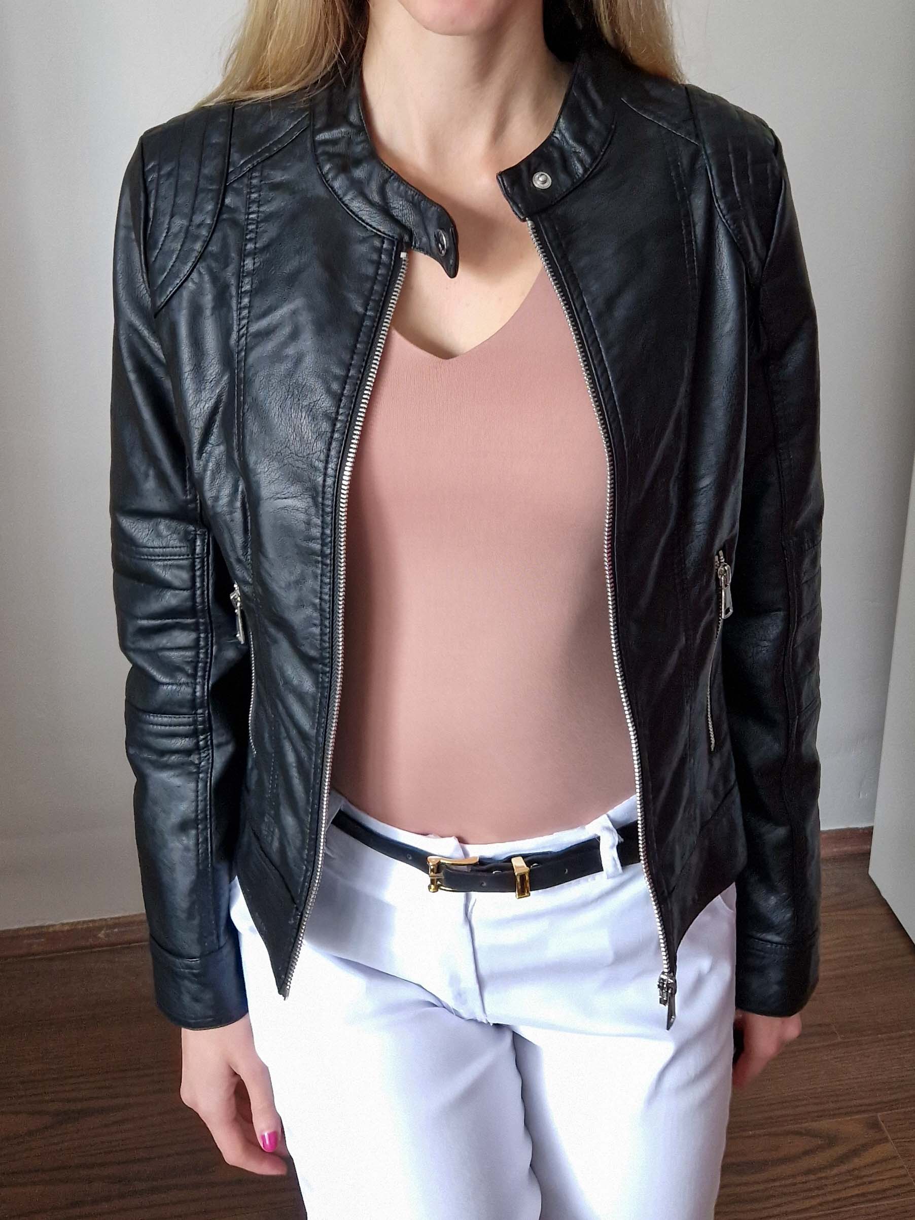 Valentina fekete bőrhatású kabát – 56-os méretig