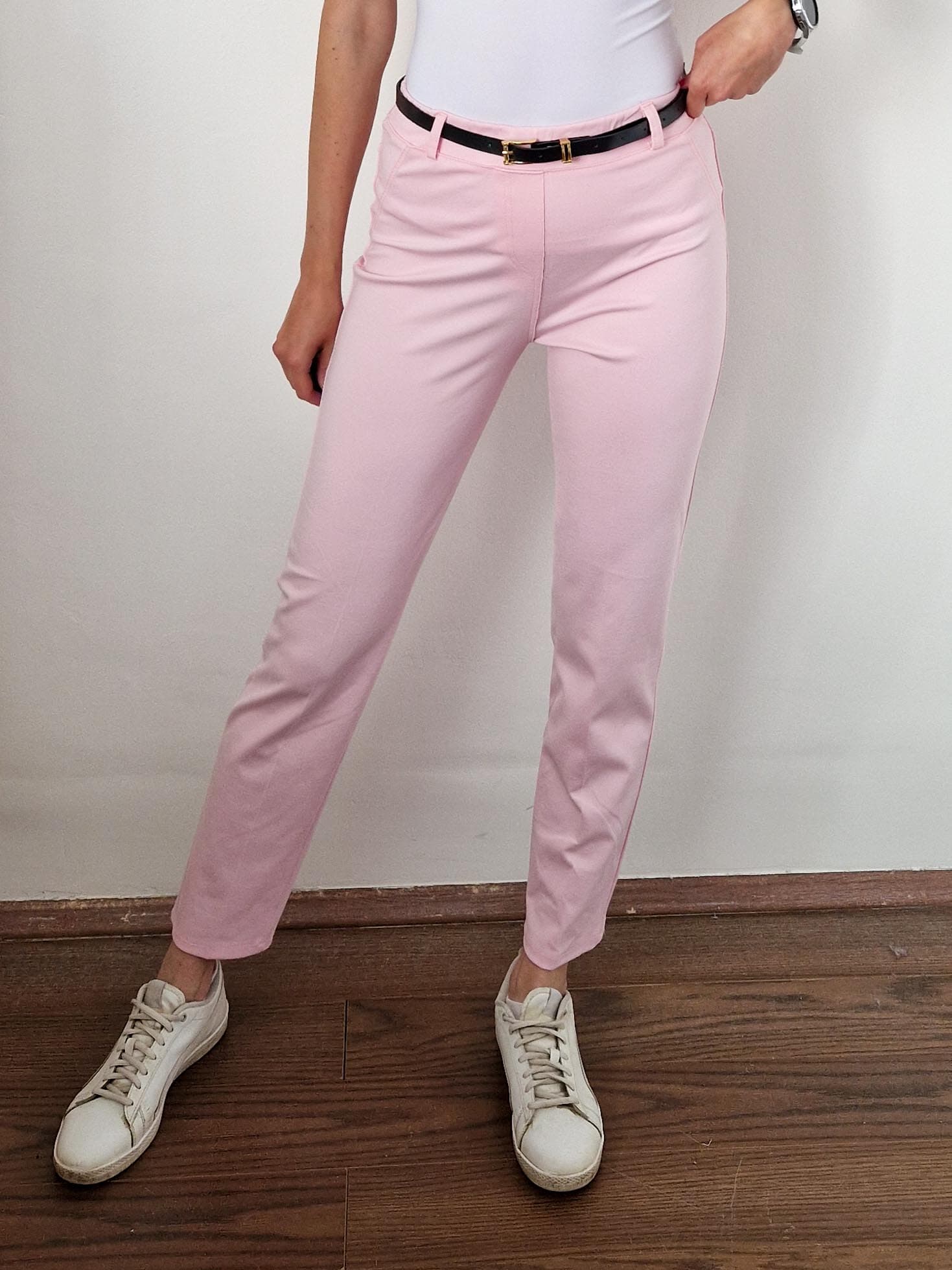 Zoey rózsaszín elegáns élére vasalt elasztikus nadrág