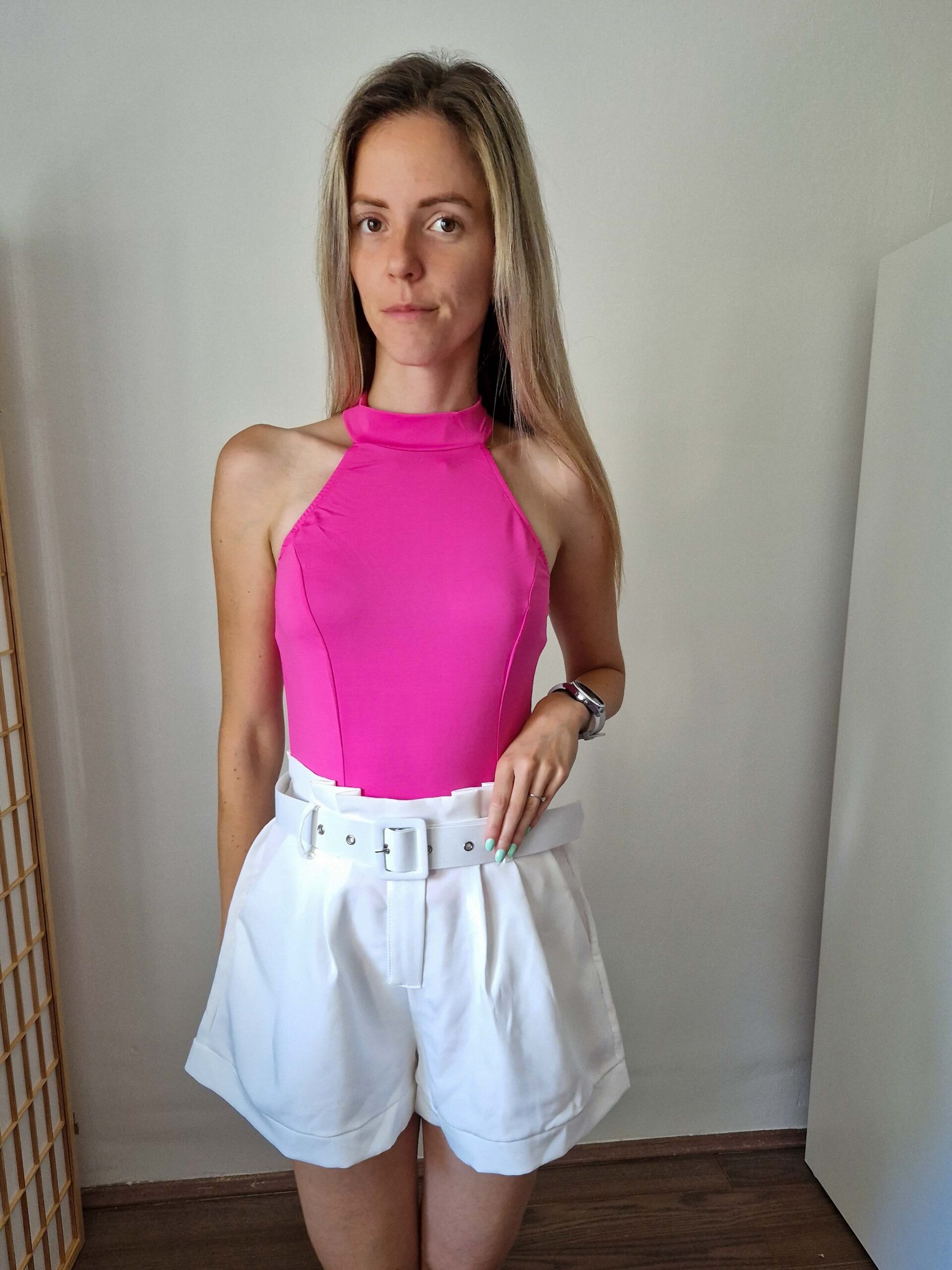 Hannah halter nyakú elegáns fukszia felső