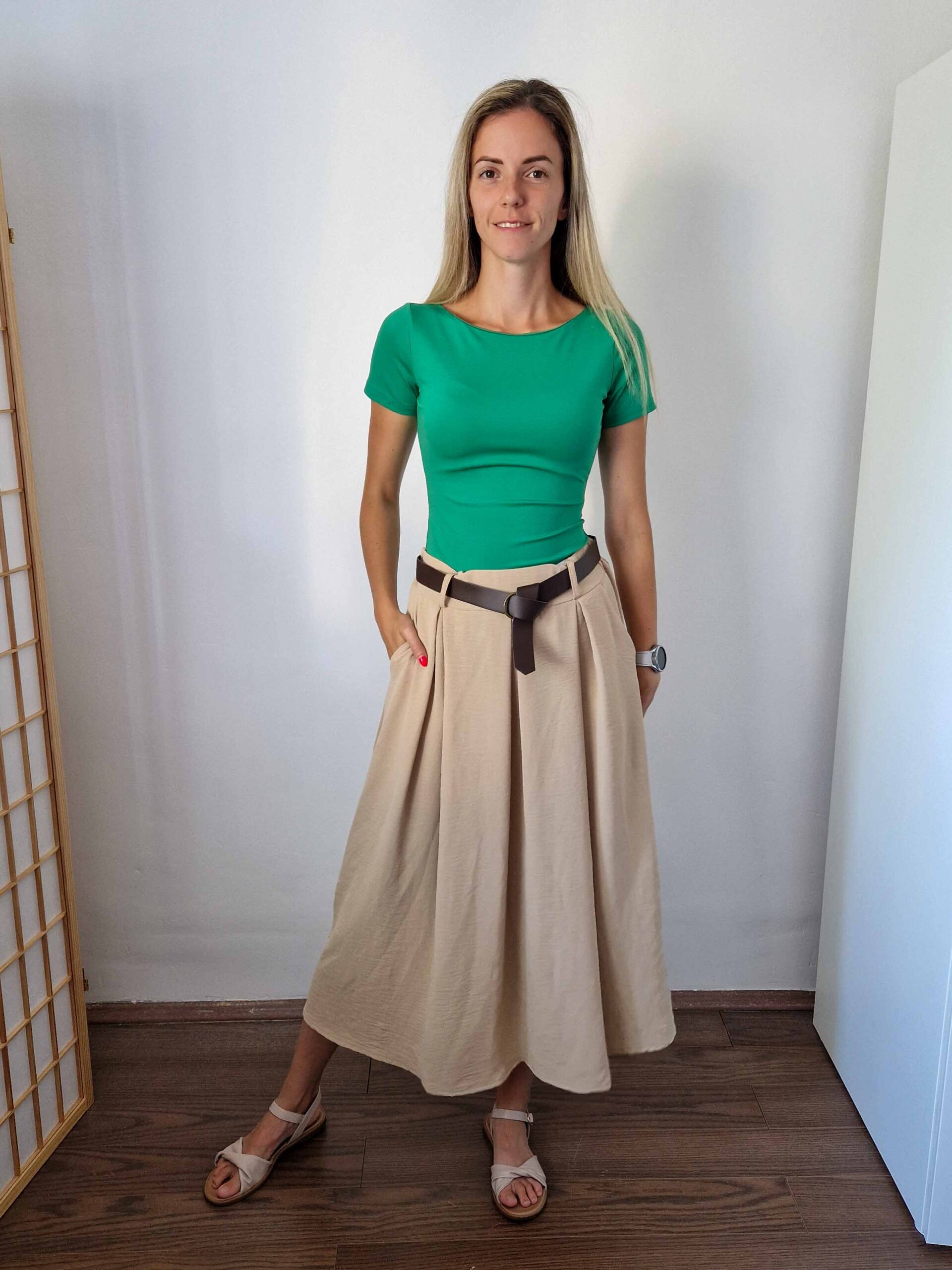 Csenge zöld kerek nyakú rövidujjú body