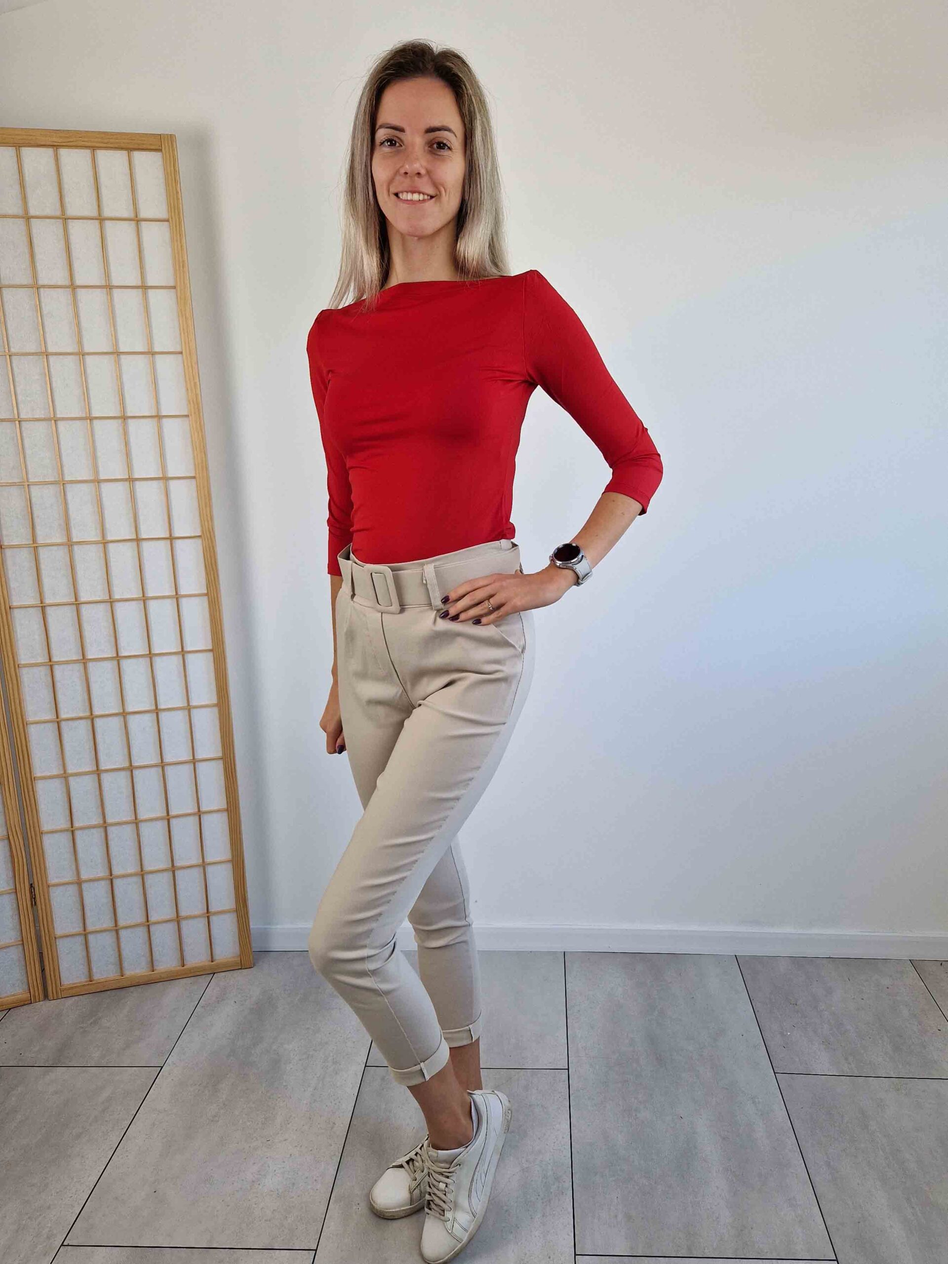 Love csónaknyakú piros felső