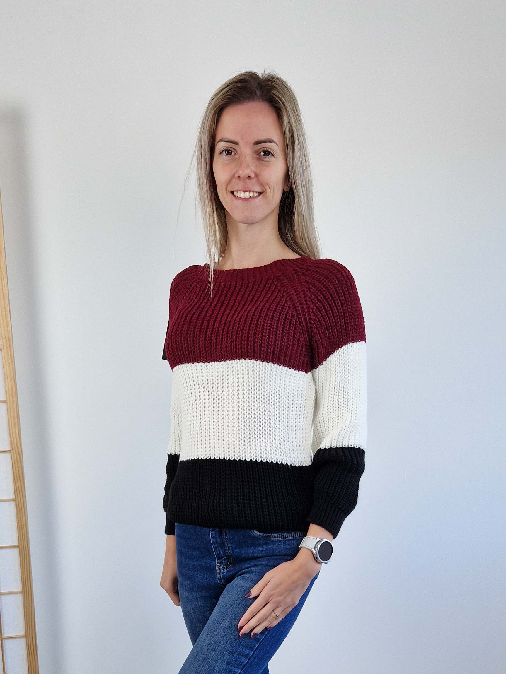 lovely-bordo-feher-fekete-csikos-kotott-pulover-5