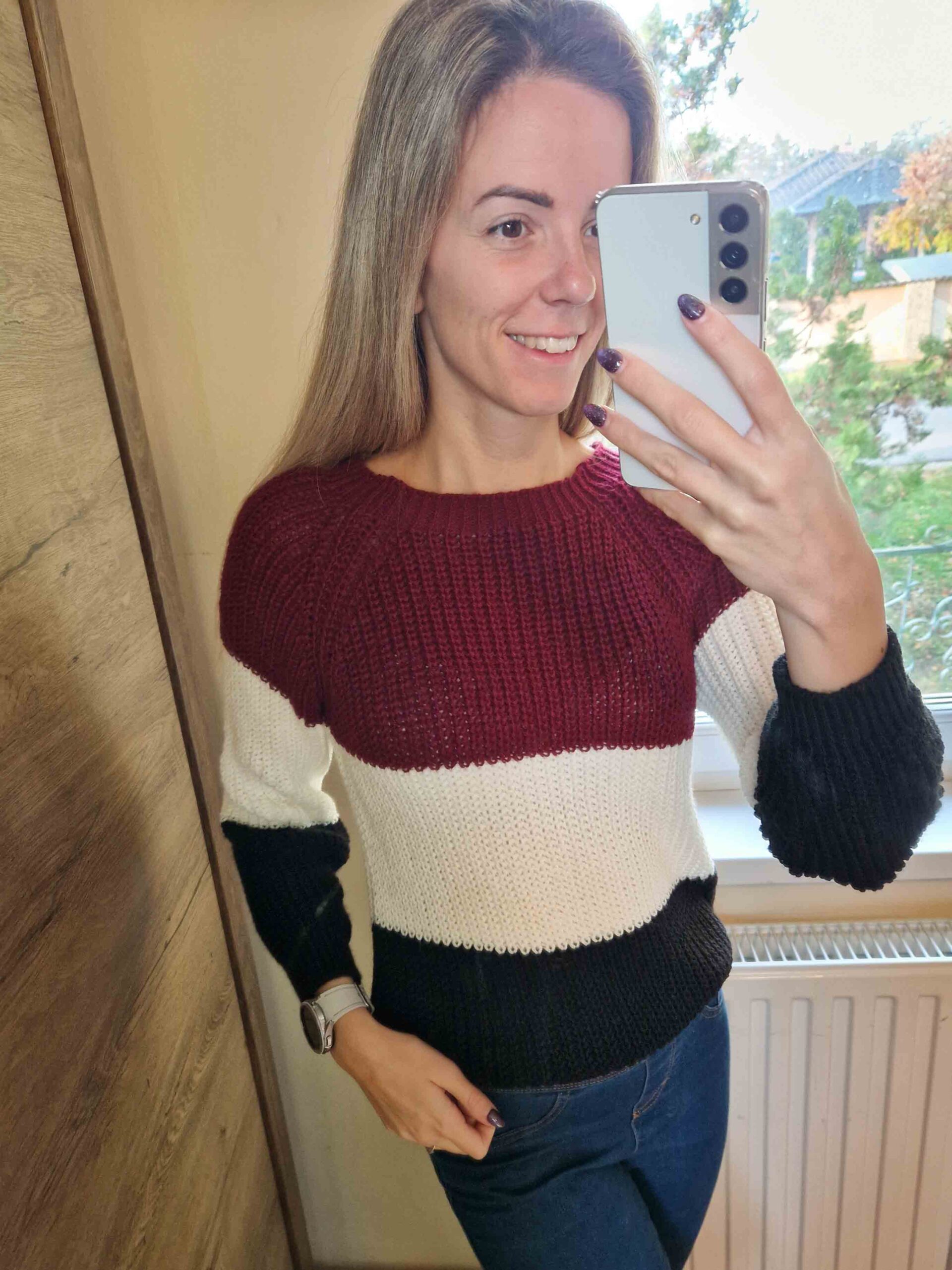 lovely-bordo-feher-fekete-csikos-kotott-pulover-7