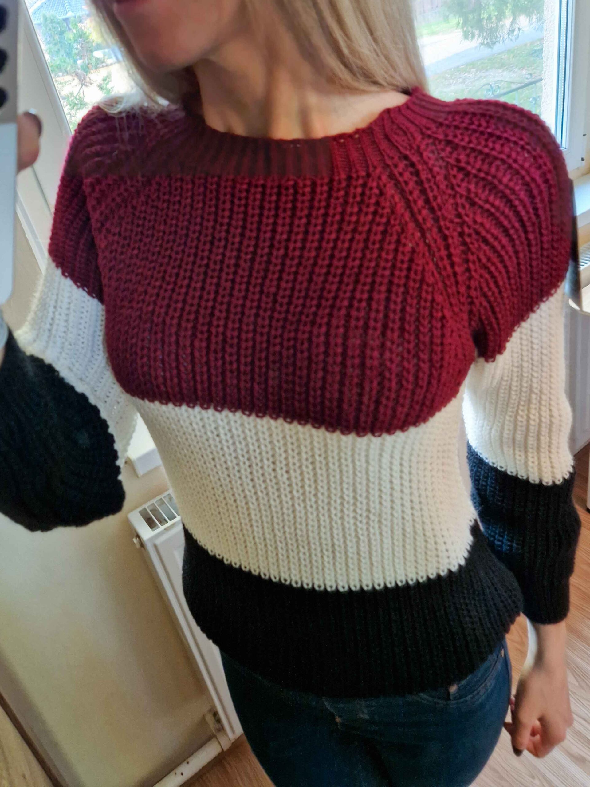 lovely-bordo-feher-fekete-csikos-kotott-pulover-8