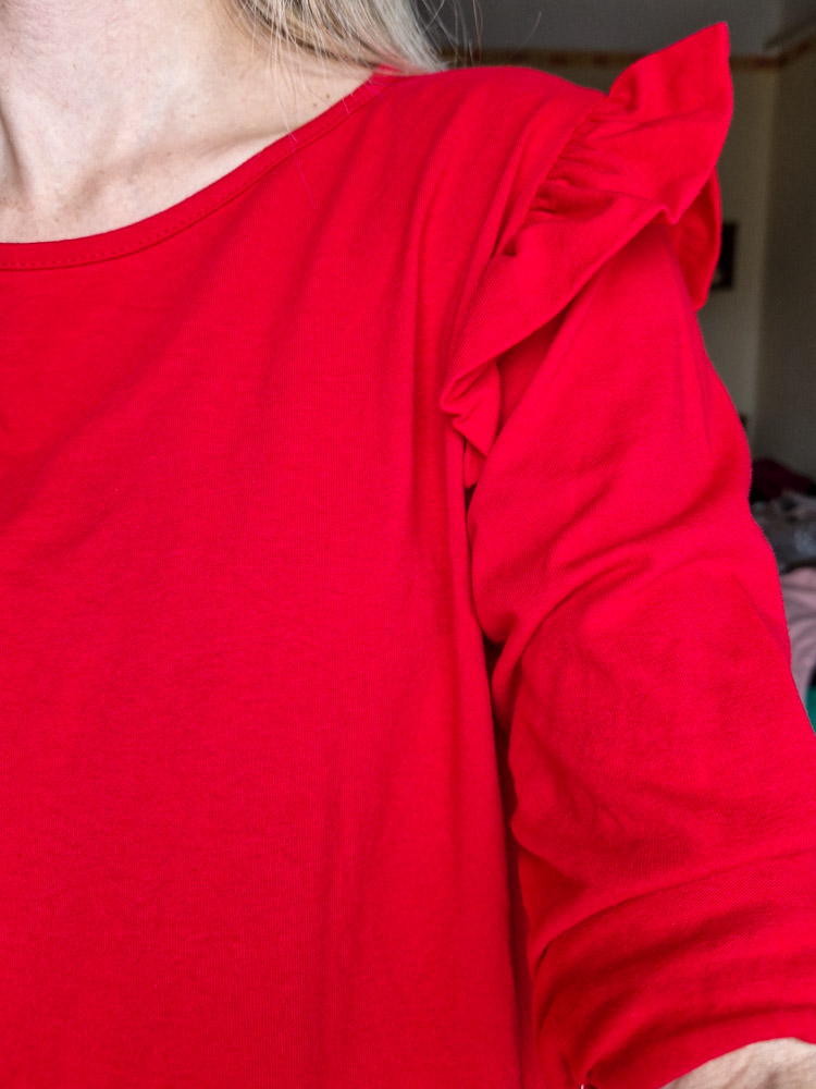 Lotti piros fodros vállú pamut ruha háromnegyedes ujjal