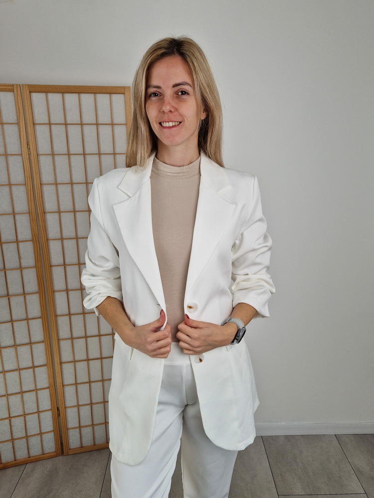 Glow fehér gombos blézer szett M-XL