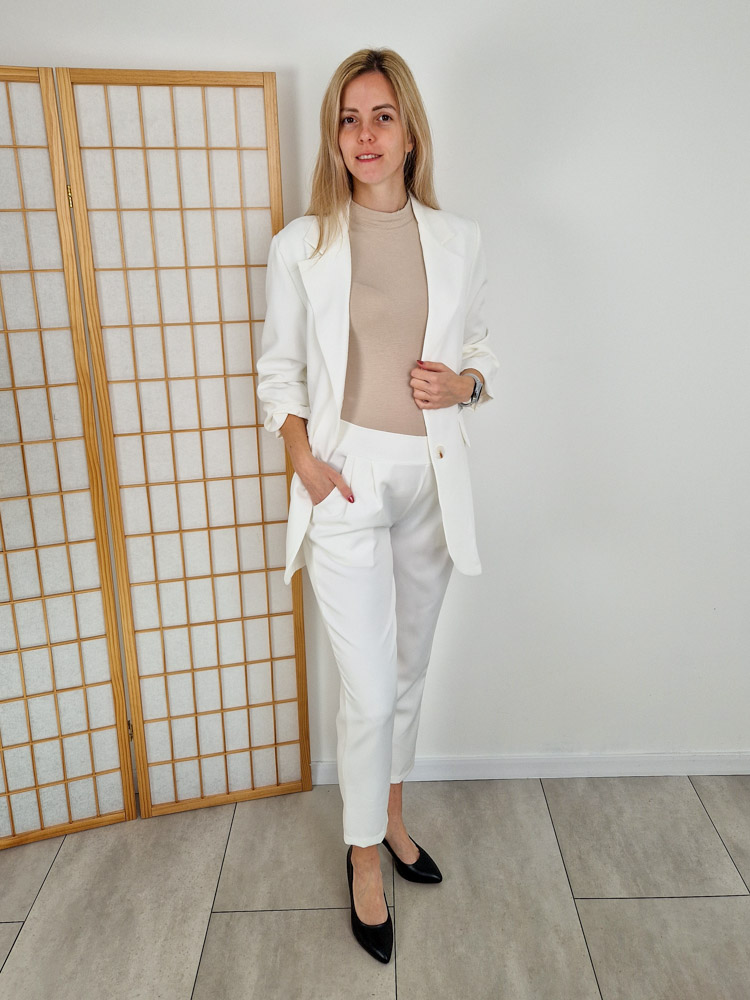 Glow fehér gombos blézer szett M-XL