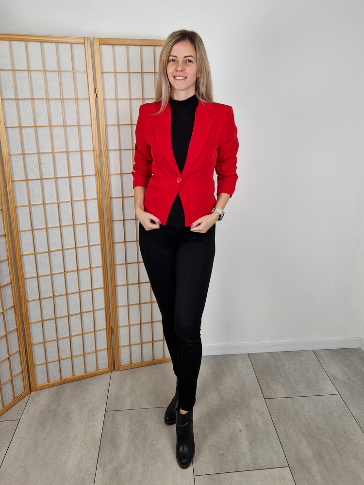 Pearl rövid piros blézer – 38-40 méret