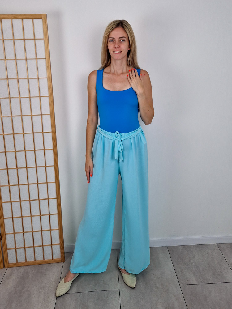 Blanka aqua kék push-up hatású kerek nyakú dekoltált ujjatlan body