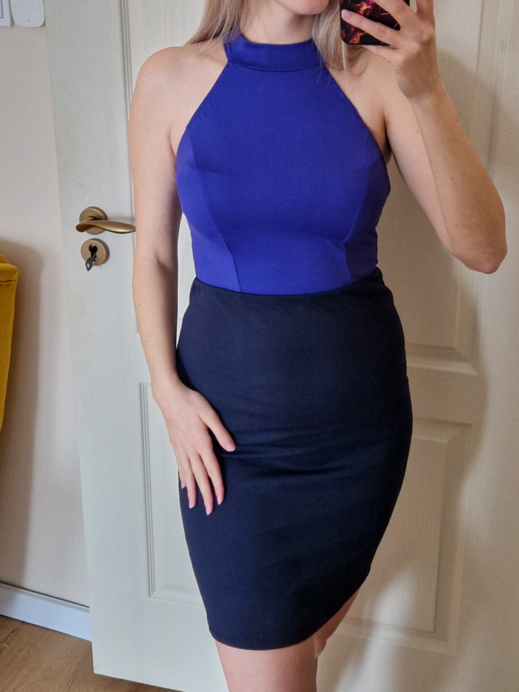 Hannah halter nyakú elegáns indigókék felső