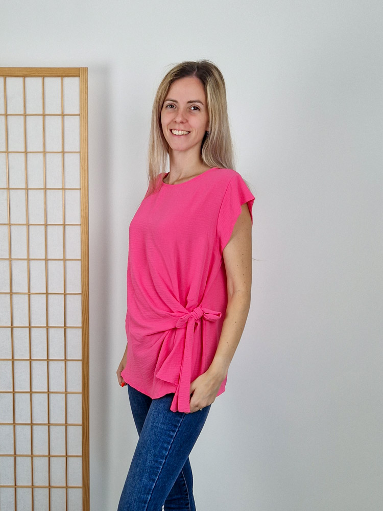 Léna deréknál megkötős pink felső karcsúsító hatással – XXL méretig