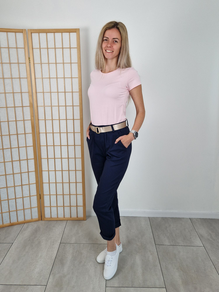 Lilla rózsaszín basic kerek nyakú pamut rövid ujjú felső