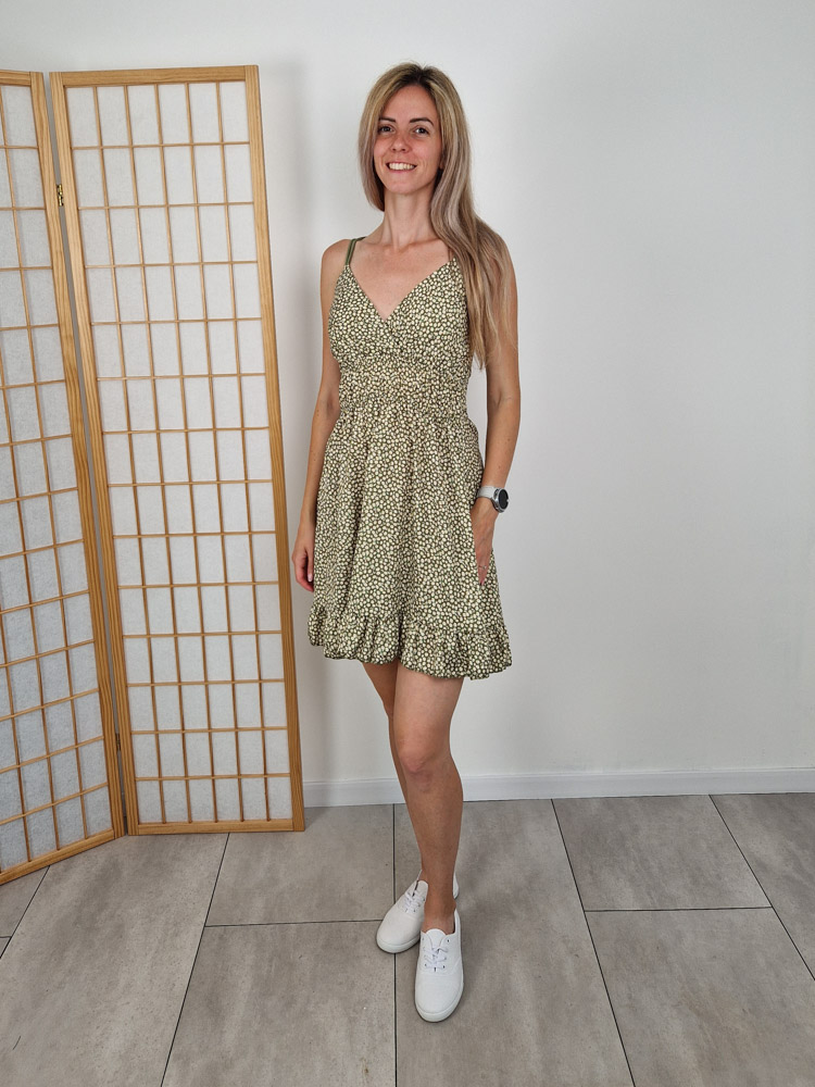 Daisy khaki spagettipántos lenge ruha