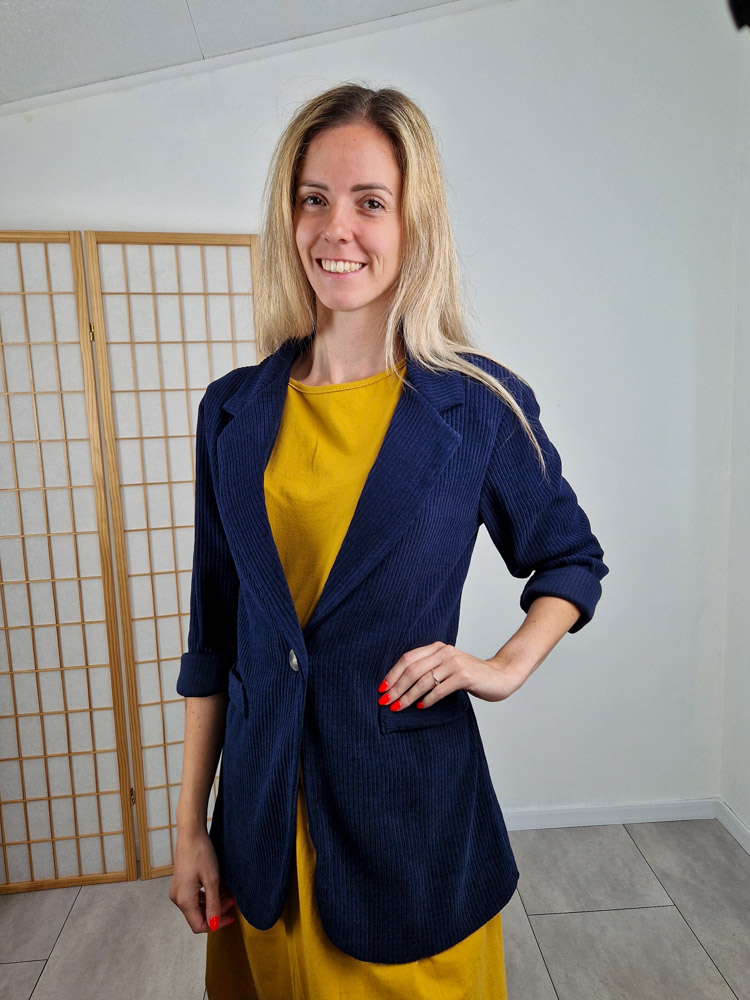Alessia sötétkék kordbársony blézer