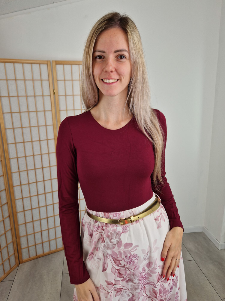 Alice bordó kereknyakú body