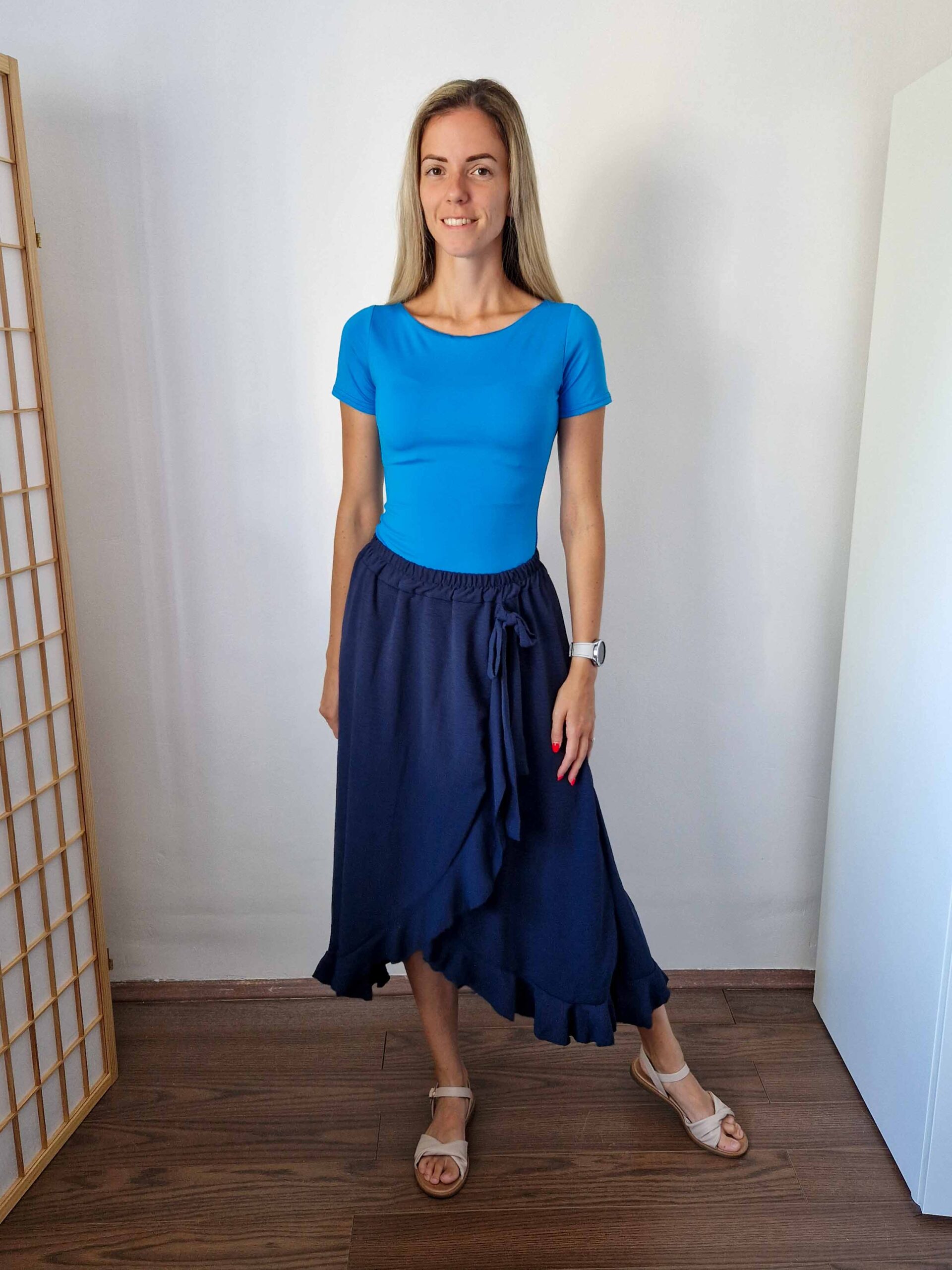 Csenge aqua kék kerek nyakú rövidujjú body