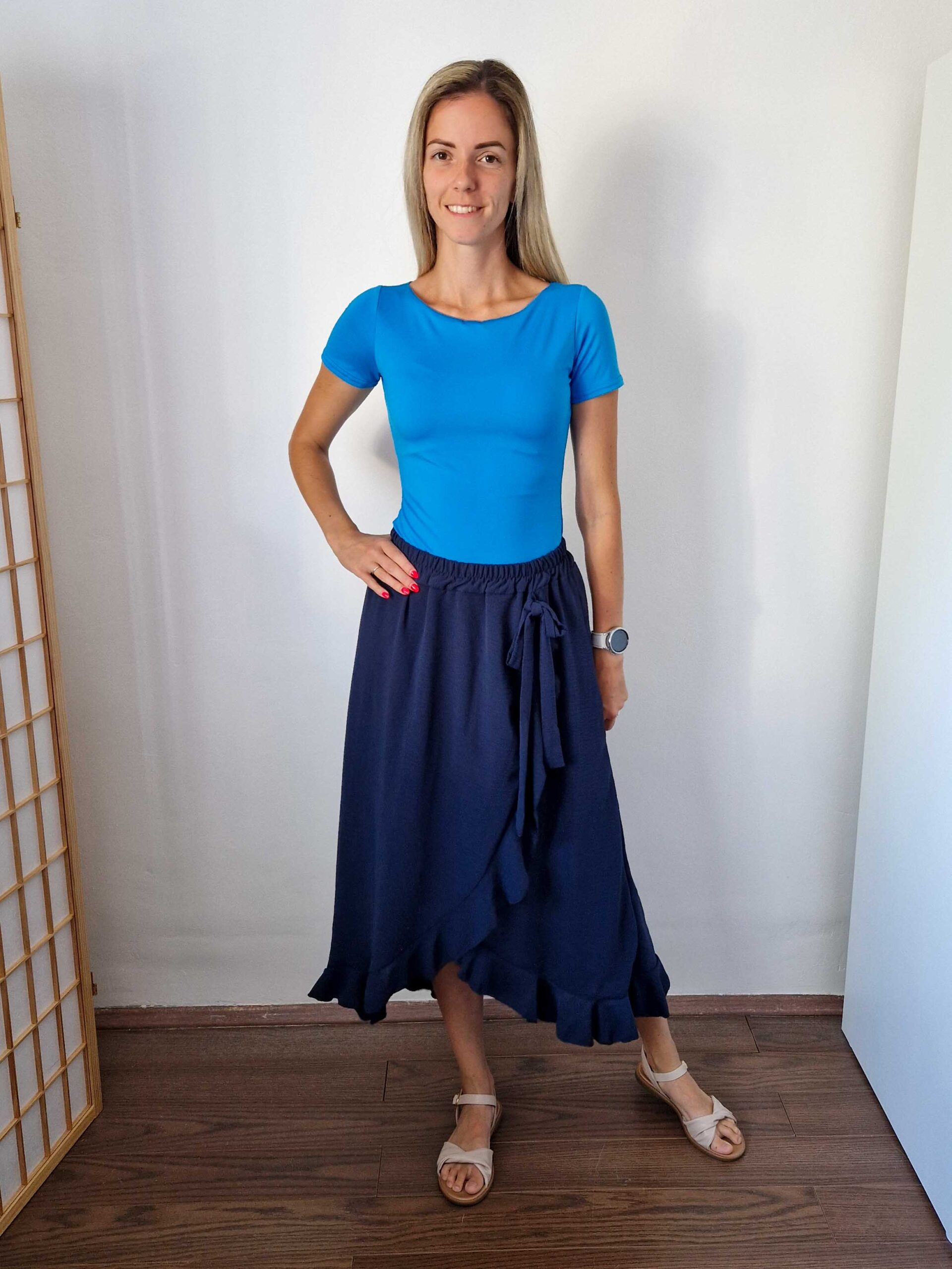 Csenge aqua kék kerek nyakú rövidujjú body