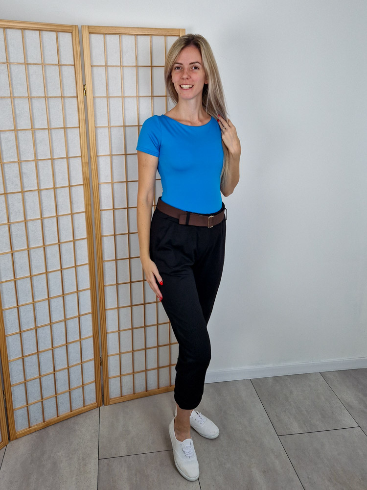 Csenge aqua kék kerek nyakú rövidujjú body