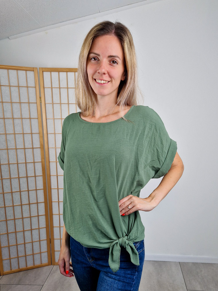 Kati khaki alul megkötős ejtett vállú felső – oversize