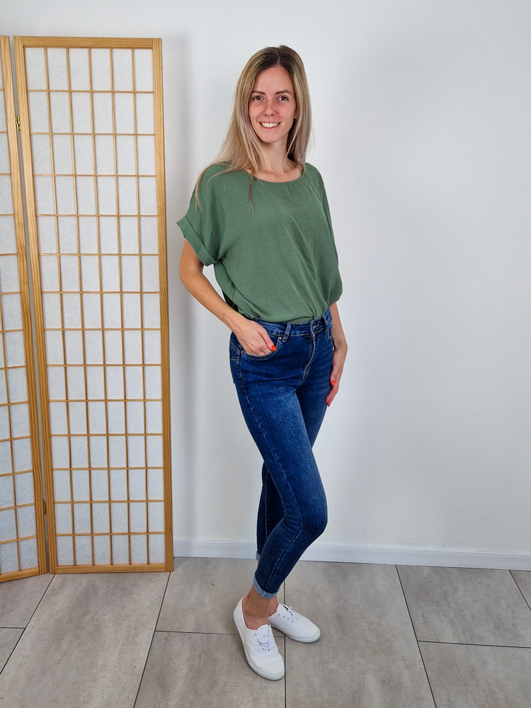 Kati khaki alul megkötős ejtett vállú felső – oversize