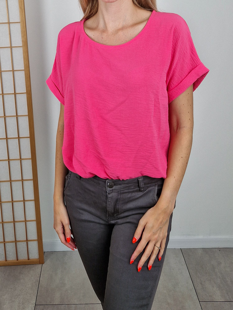 Kati pink alul megkötős ejtett vállú felső – oversize
