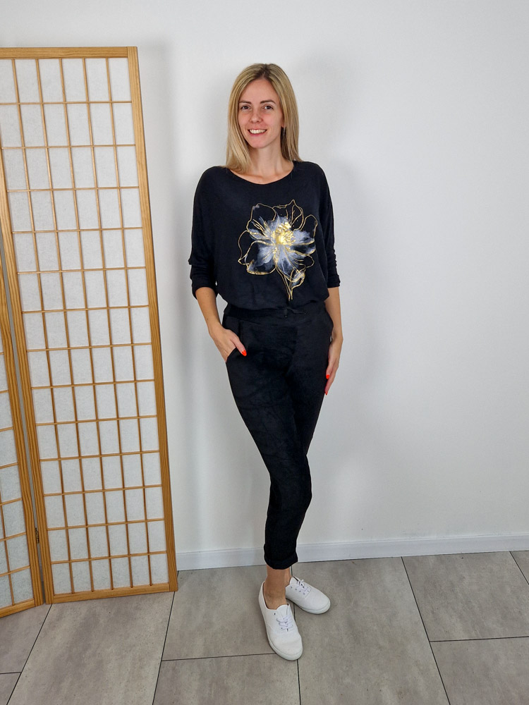 Poppy fekete finomkötött extra puha pulóver