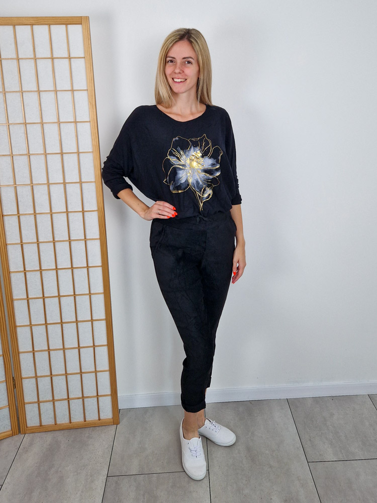 Poppy fekete finomkötött extra puha pulóver