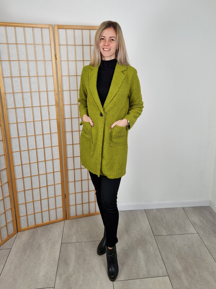 Anett olívazöld teddy kabát XL méretig