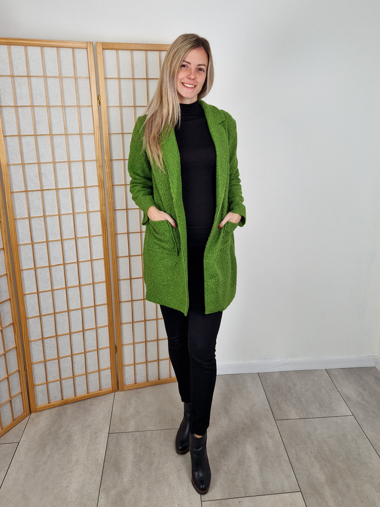 Anett zöld teddy kabát XL méretig