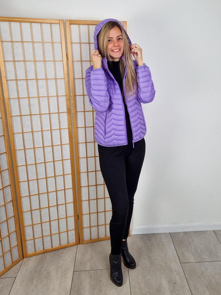 Elle lila steppelt kabát – 42-44 méret