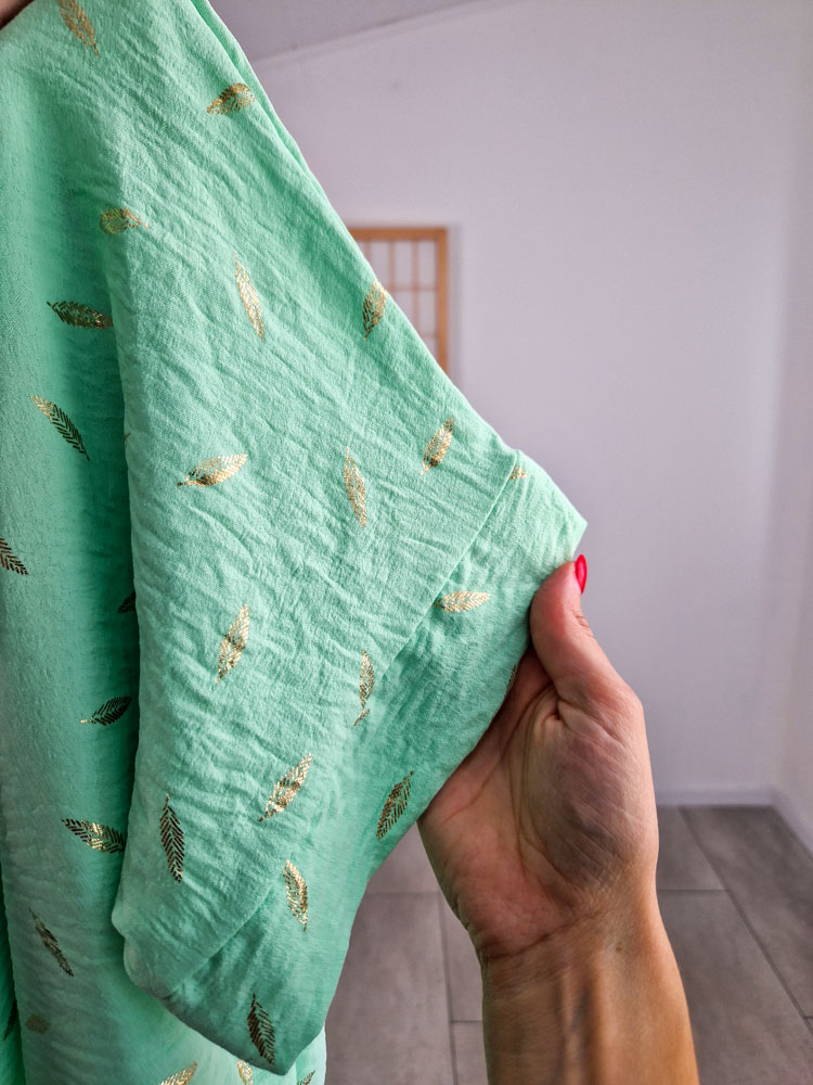 Leaf halványzöld levélmintás oversize megkötős felső