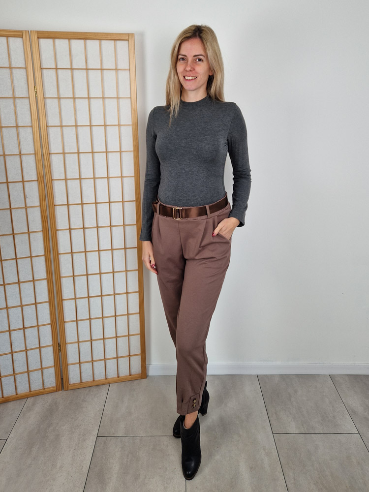 Emma szürke pihe-puha félgarbós basic felső plüss béléssel XL méretig