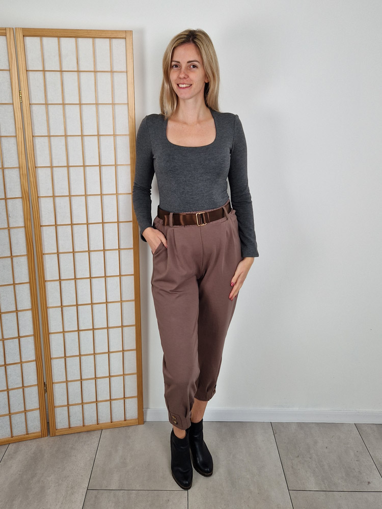 Emma szürke pihe-puha kereknyakú basic felső plüss béléssel XL méretig
