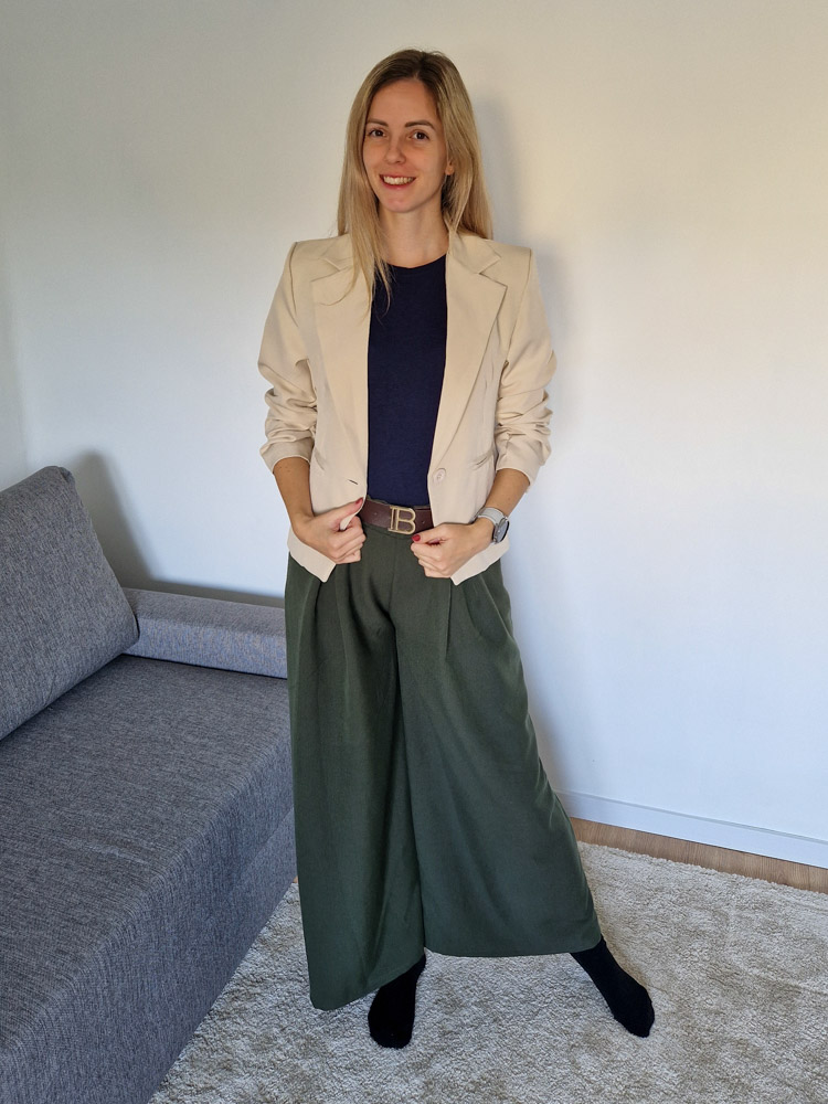 Linett khaki palazzo nadrág XL méretig