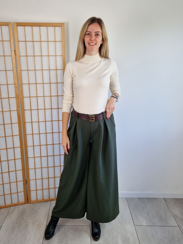 Linett khaki palazzo nadrág XL méretig