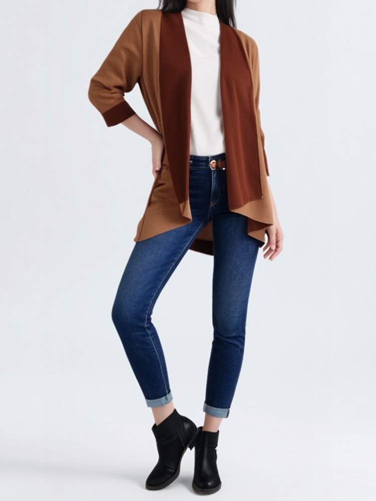 Liora velúrhatású barna kardigán