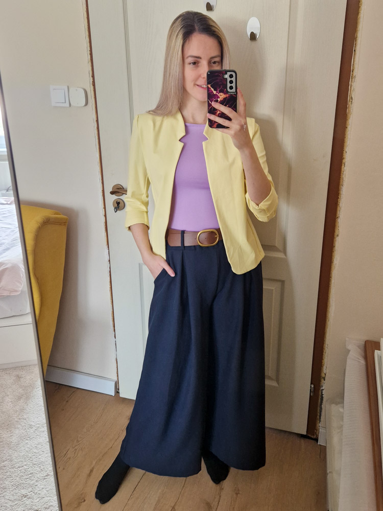 Linett sötétkék palazzo nadrág XL méretig