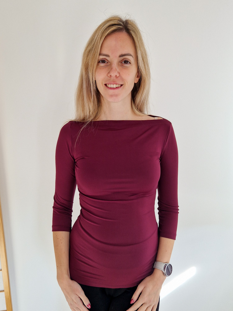 Love csónaknyakú burgundi felső