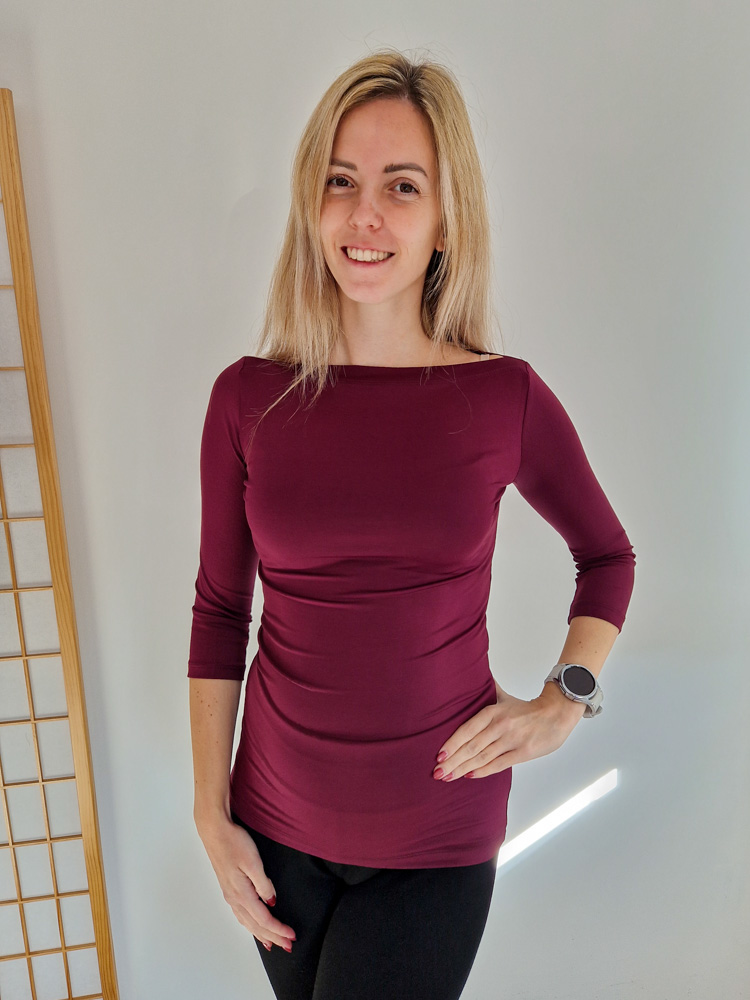 Love csónaknyakú burgundi felső