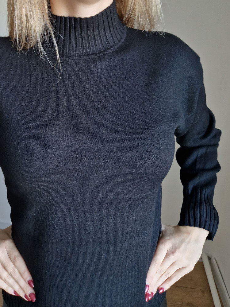 Luxe fekete extra puha garbós pulóver