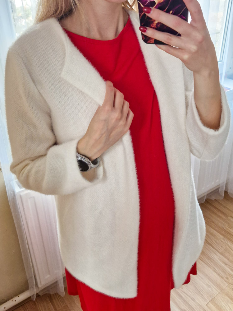 Silky krémfehér extra puha blézerkabát