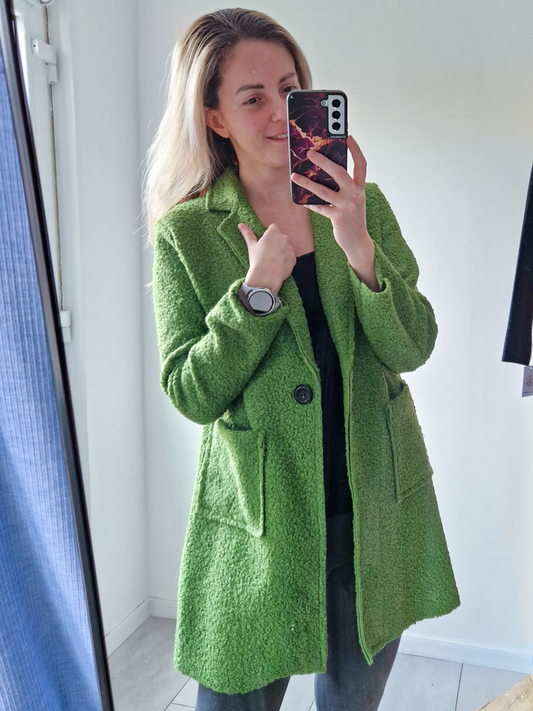 Anett zöld teddy kabát XL méretig