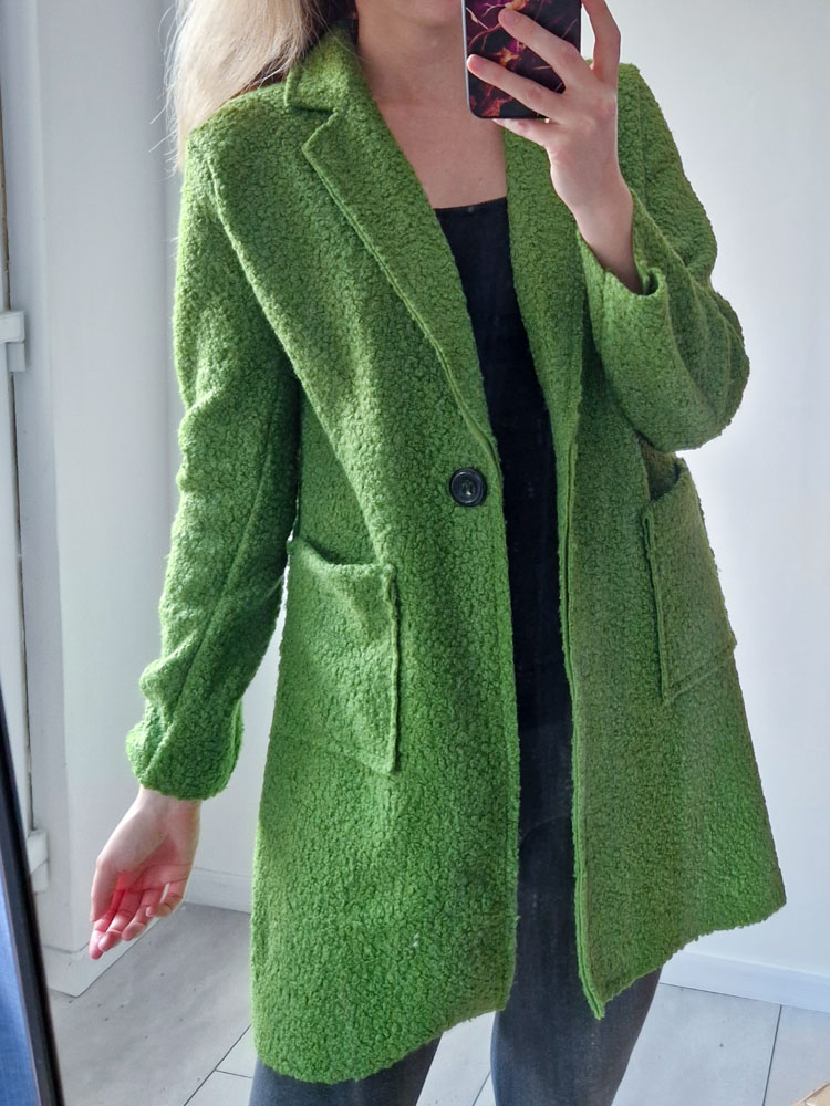 Anett zöld teddy kabát XL méretig