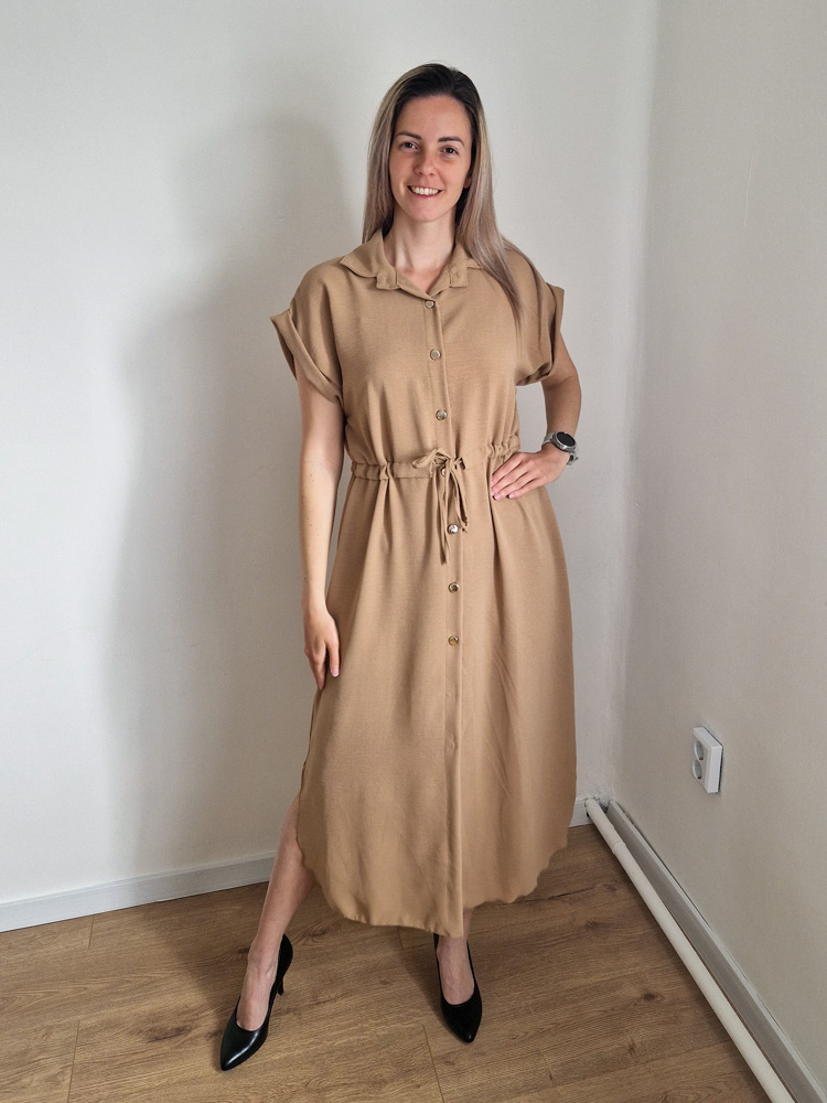 Loretta mogyoróbarna karcsúsító hatású ruha