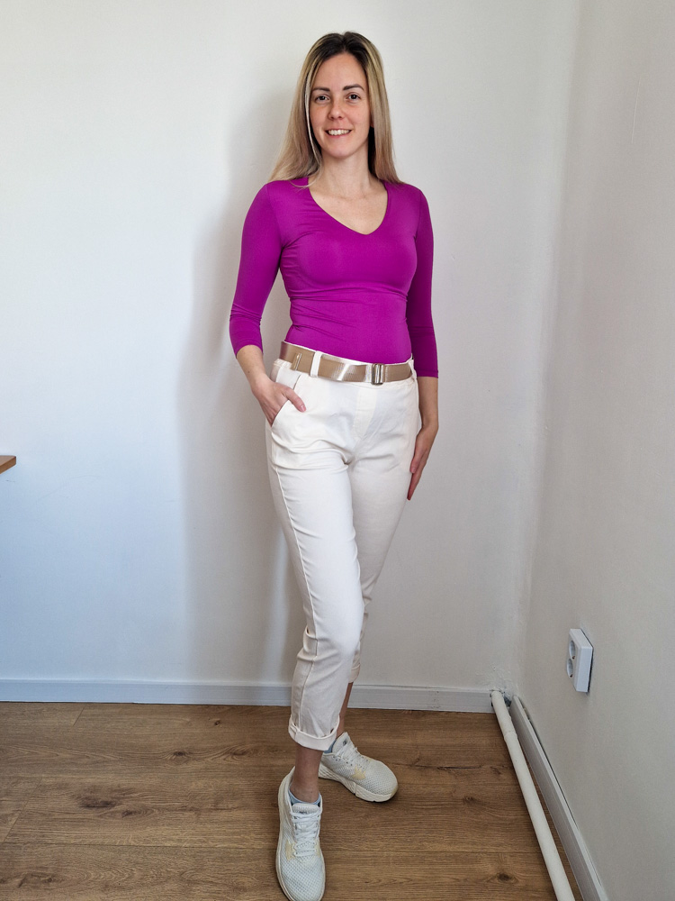 Love V nyakú basic lila színű felső