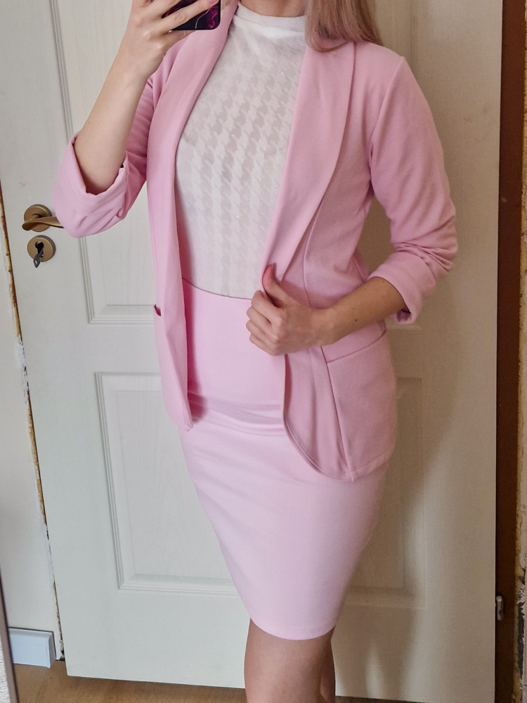 Boglárka púderrózsaszín pamut ceruzaszoknya – egyméretes, gumis derekú